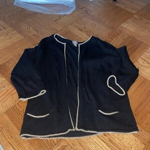 Chicos size 2 (xl) black coat, gold stitching